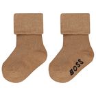 Baby Boys Beige & Black Logo Socks ( 3-Pack ) , 1, hi-res