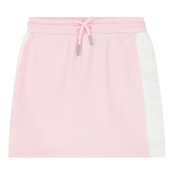 Girls Pink & White Logo Skirt