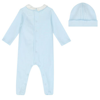 Baby Boys Blue Embroidered Babygrow Set