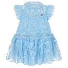 Girls Blue Embellished Tulle Dress, 1, hi-res