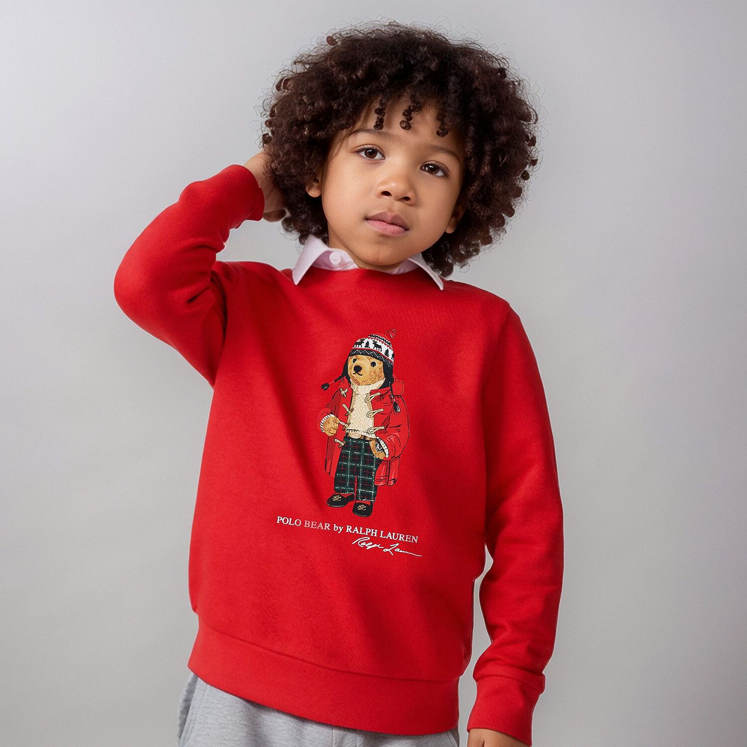 Boys Red Polo Bear Sweatshirt, 1, hi-res image number null