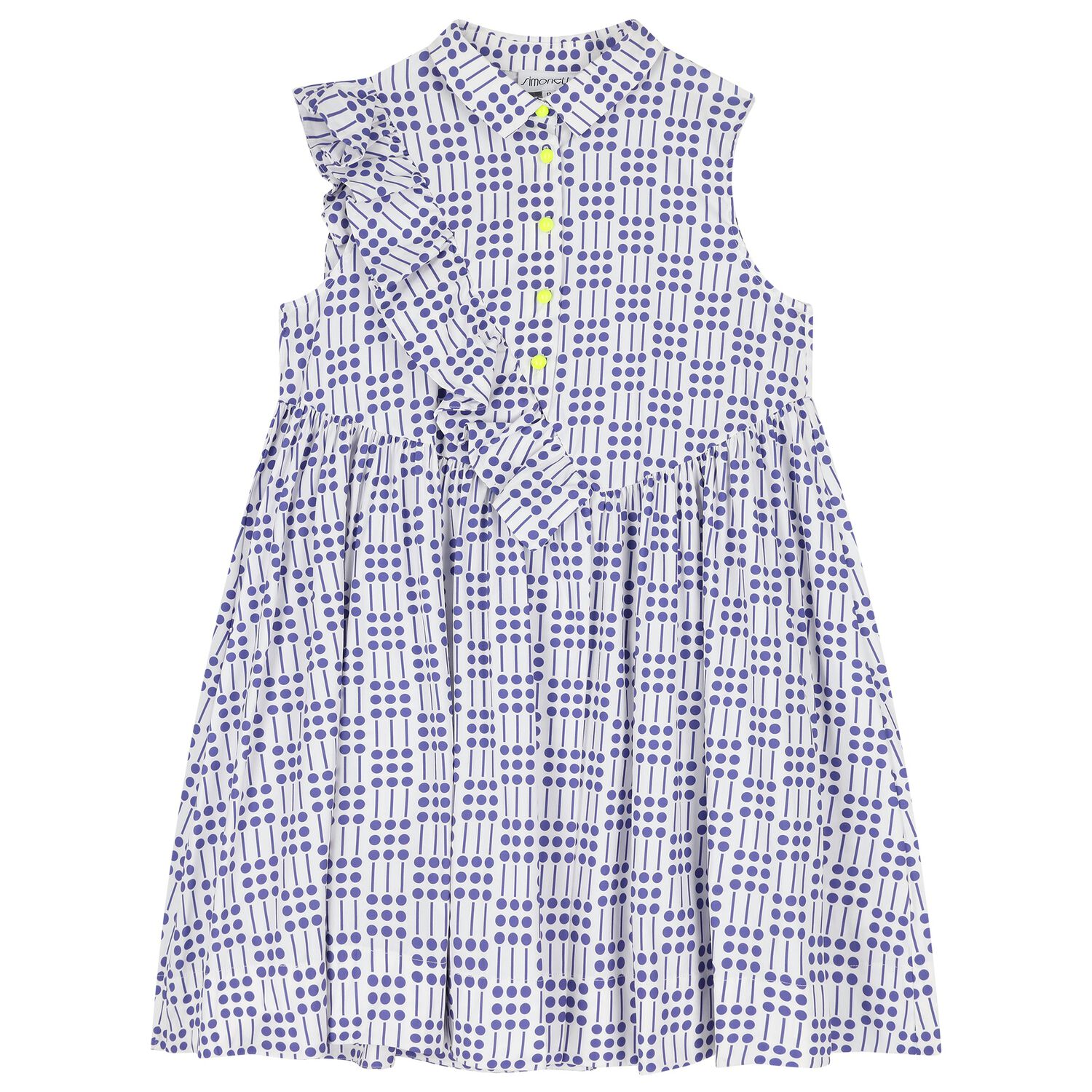 Girls White & Blue Dress, 1, hi-res