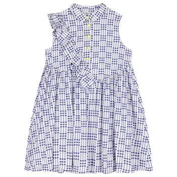 Girls White & Blue Dress