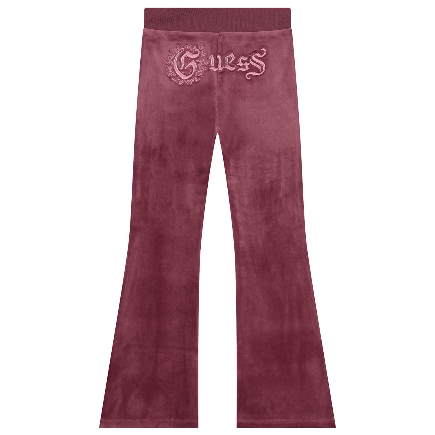 Girls Pink Logo Velvet Joggers, 1, hi-res image number null