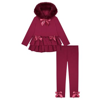 Girls Burgundy Leggings Set