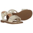 Girls Gold Logo Sandals, 1, hi-res