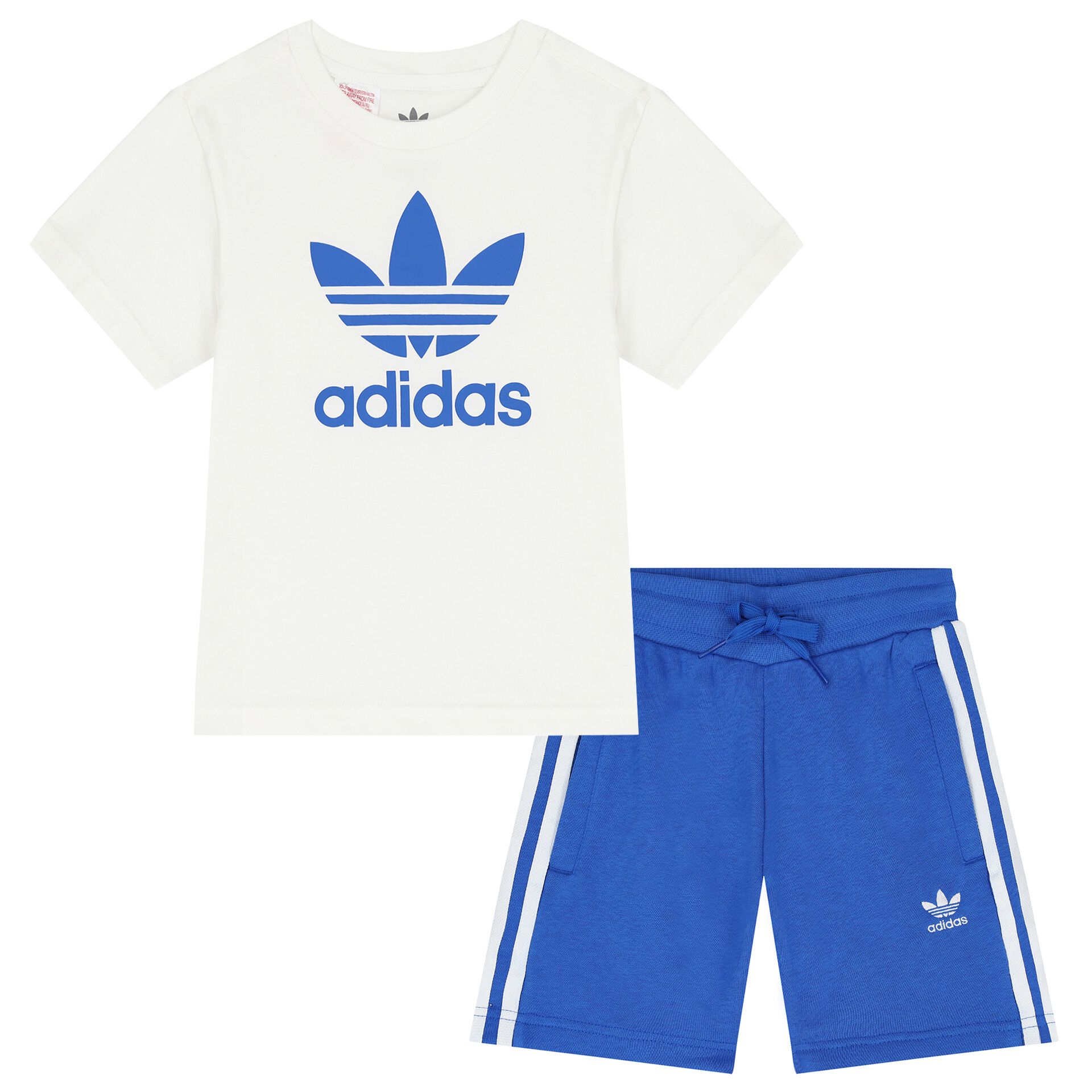 Adidas Kids White Blue Logo Shorts Set Junior Couture USA