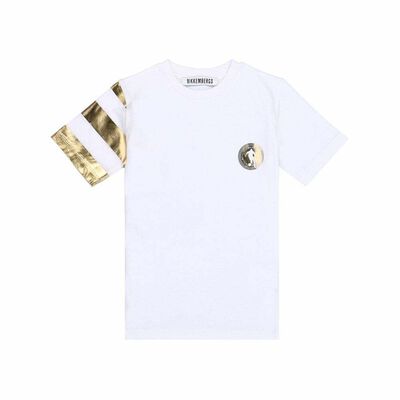 Boys White & Gold Cotton T-Shirt
