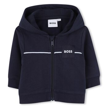 Baby Boys Navy Blue & White Logo Tracksuit Set