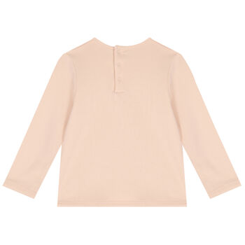 Younger Girls Pink Logo Long Sleeve Top