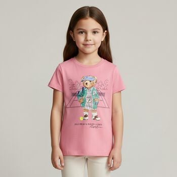 Girls Pink Polo Bear T-Shirt