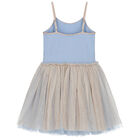 Girls Blue & Beige Embellished Dress, 1, hi-res