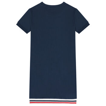 Girls Navy Blue Teddy Bear Logo Dress