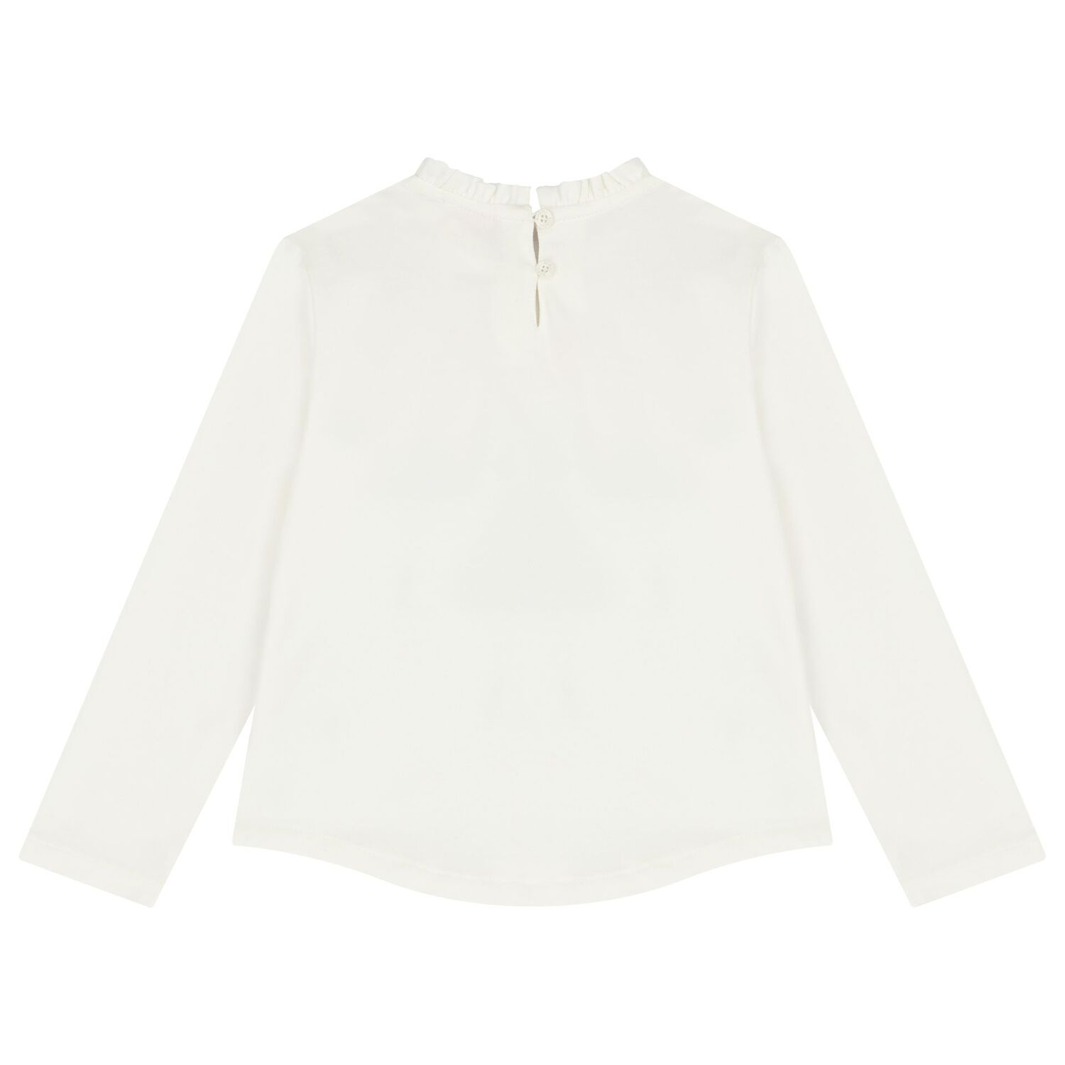 بلوزة باللون عاجية مكشكشة بأكمام طويلة للبنات, 1, hi-res