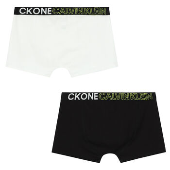 Boys Black & White Logo Boxer Shorts ( 2-Pack )