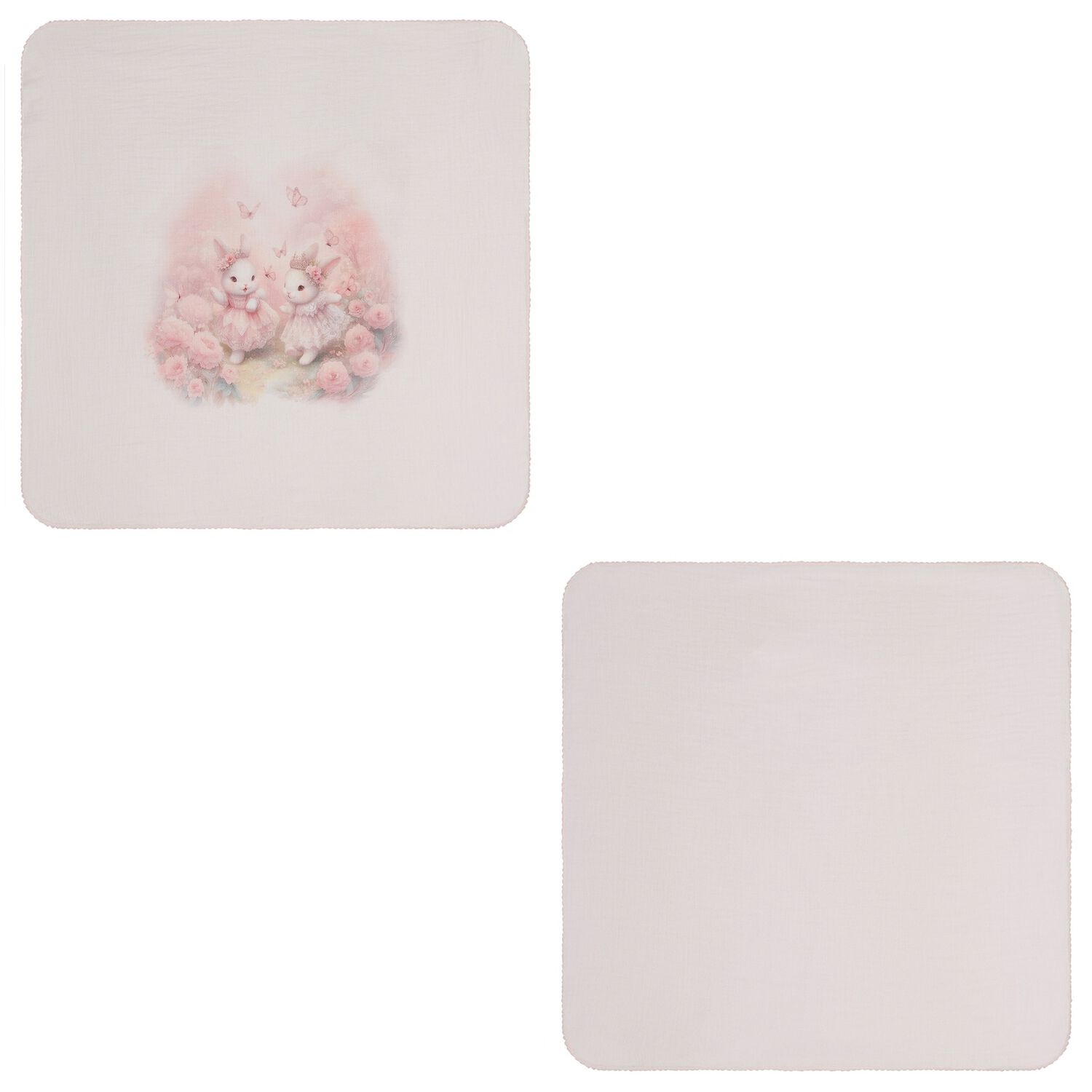 لفافة الموسلين للبنات بطبعة أرنب باللون الوردي ( قطعتين ), 1, hi-res