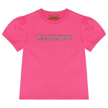 Girls Pink Rhinestone Logo Blouse