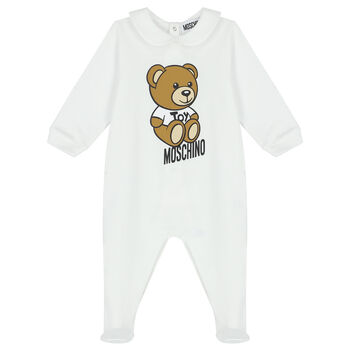 White Teddy Bear Logo Babygrow