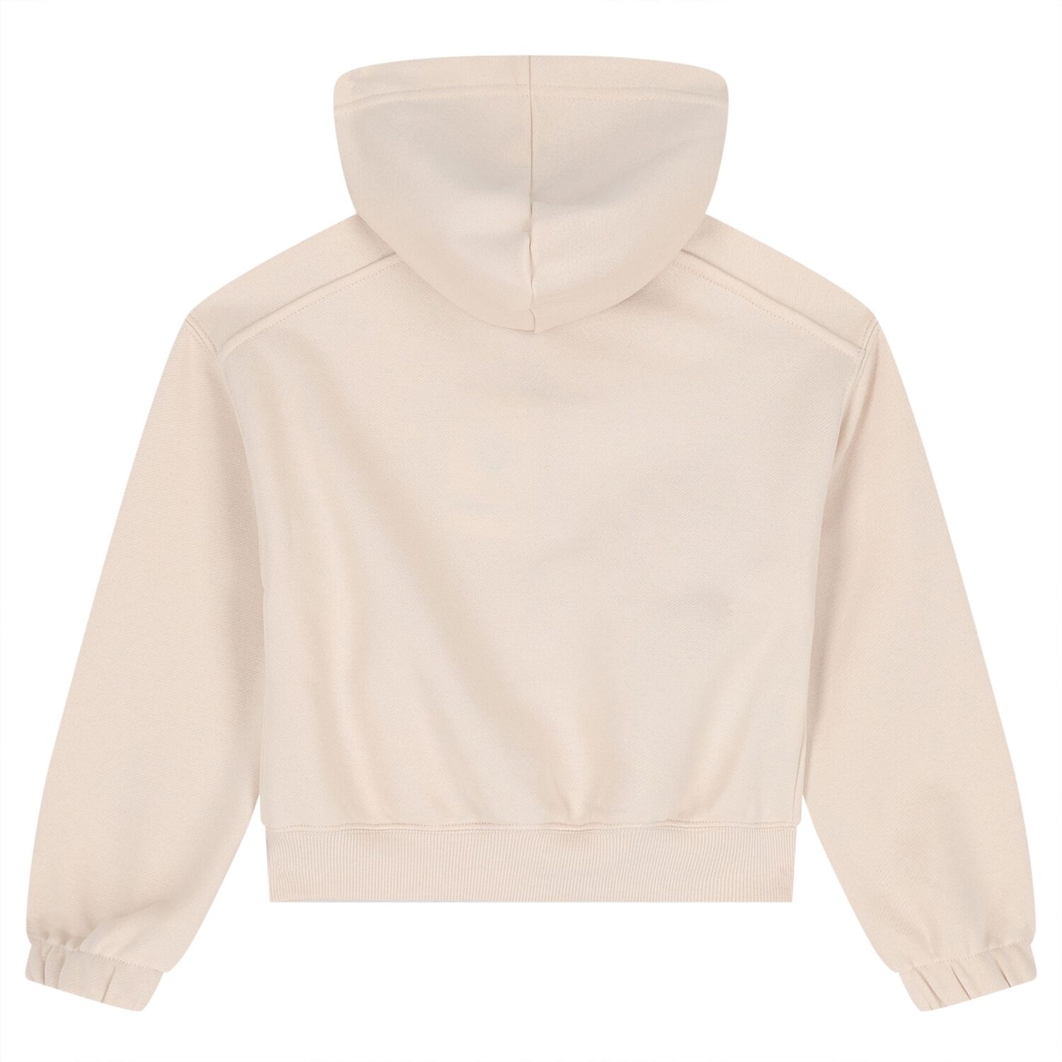 Girls Beige Hooded Zip Up Top, 2, hi-res