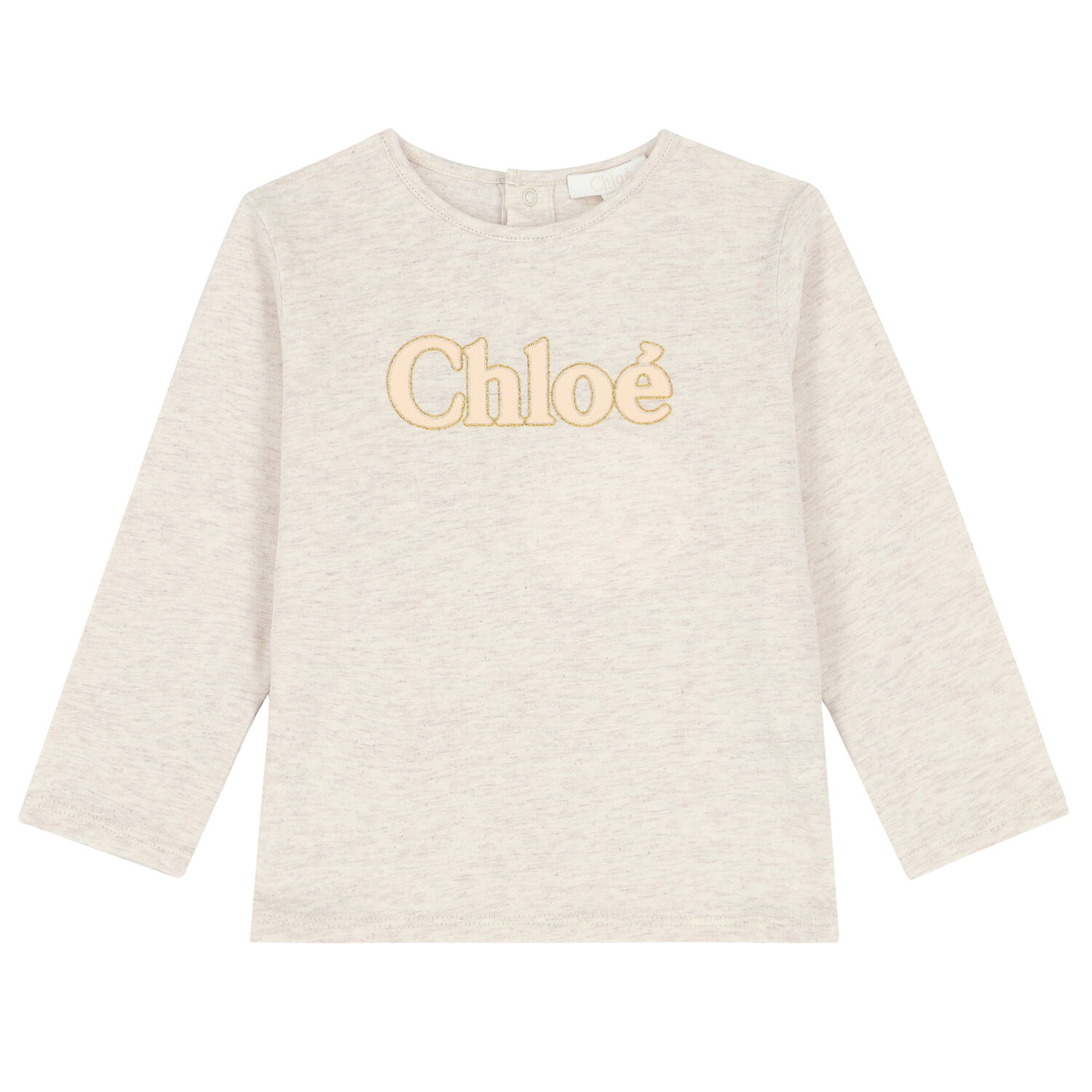 Younger Girls Beige Logo Long Sleeve Top, 1, hi-res image number null