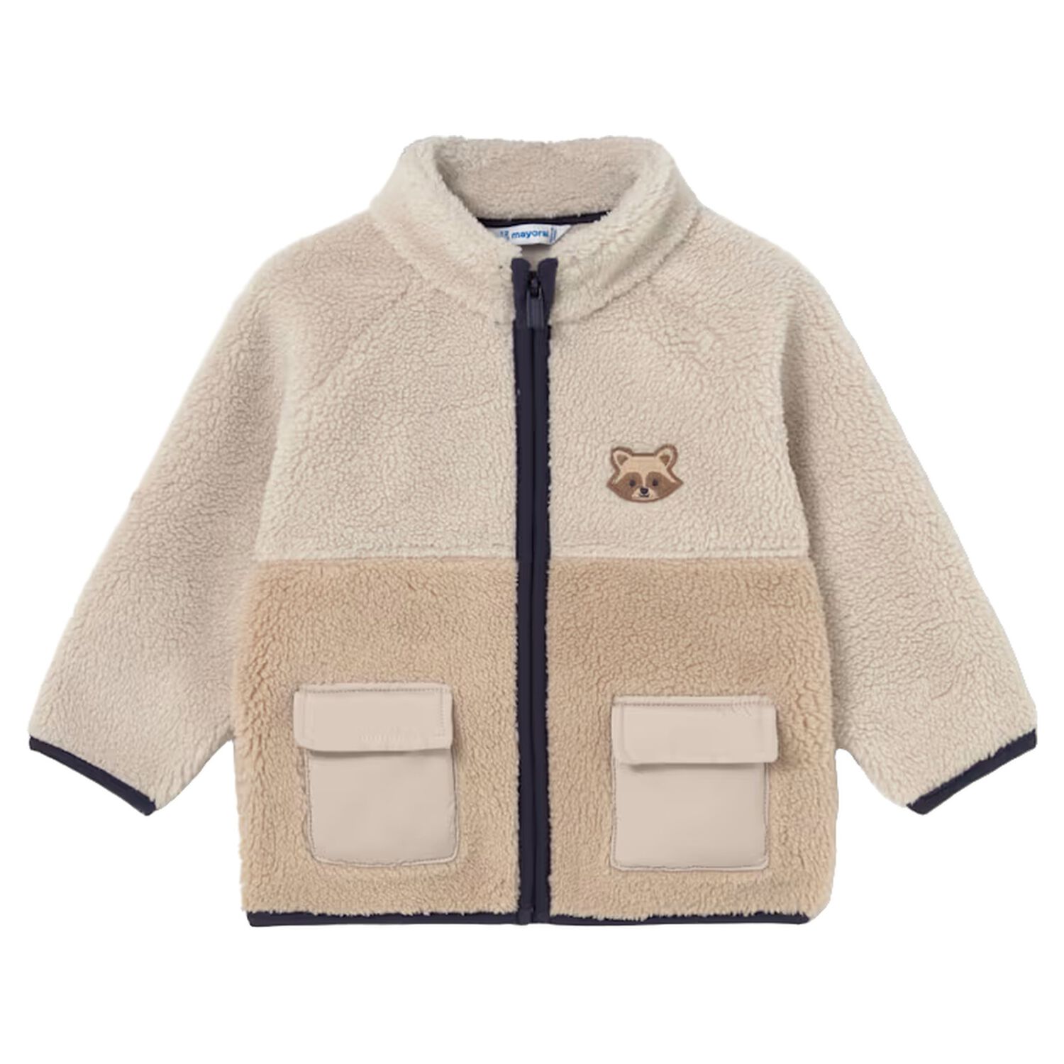 Younger Boys Beige Racoon Jacket, 1, hi-res