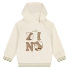 Younger Boys Ivory Dino Hooded Top, 1, hi-res