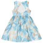 Girls Blue Floral Dress, 1, hi-res