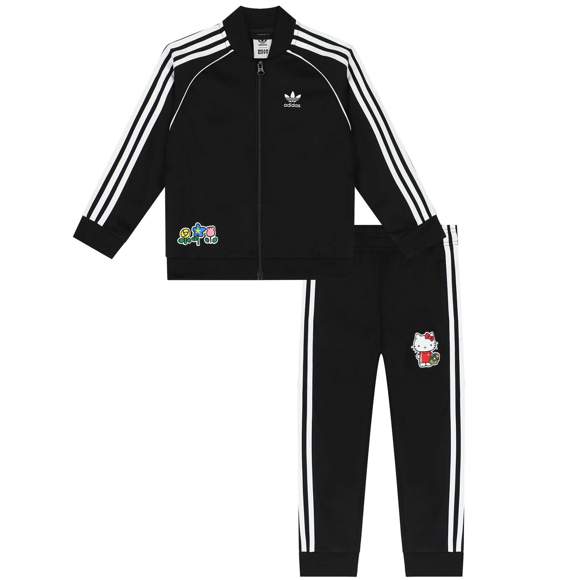 Girls adidas tracksuit black and sale white