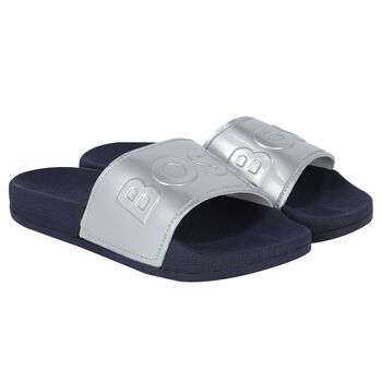 Girls Silver Logo Sliders