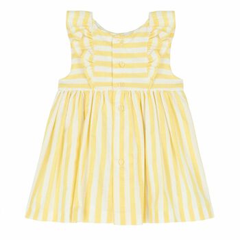 Girls White & Yellow Striped Dress