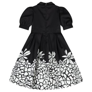Girls Black Mikado Floral Dress