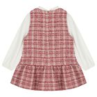 Girls White & Pink Pinafore Dress, 2, hi-res