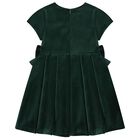 Girls Green Velvet Bow Dress, 1, hi-res
