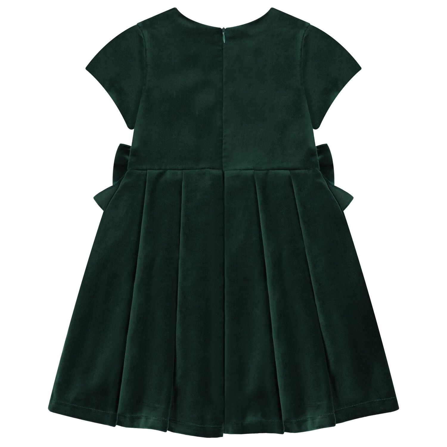 Girls Green Velvet Bow Dress, 1, hi-res image number null