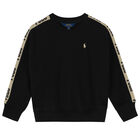 سويت شيرت بالشعار باللون الاسود للبنات, 1, hi-res