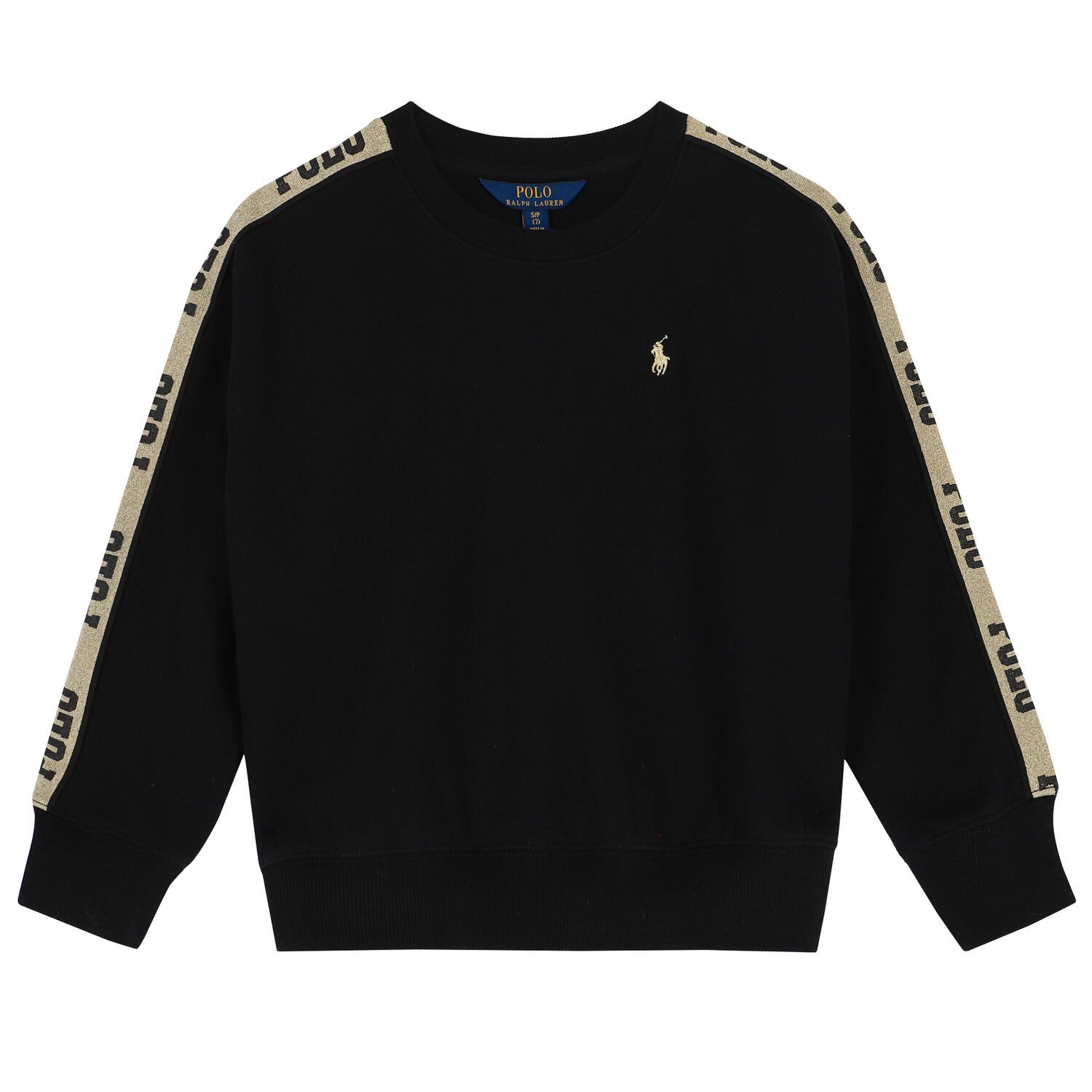 سويت شيرت بالشعار باللون الاسود للبنات, 1, hi-res