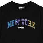 توب أولاد بأكمام بالشعار باللون الأسود, 1, hi-res