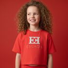 Girls Red Logo T-Shirt, 3, hi-res