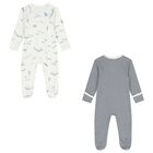 Baby Boys White & Navy Blue Babygrows ( 2 Pack ), 7, hi-res