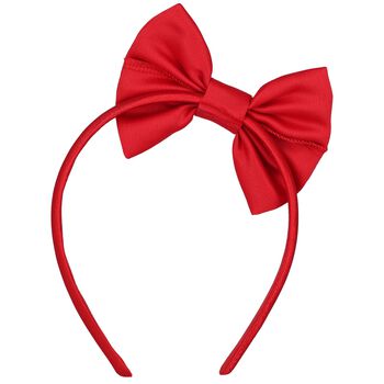 Girls Red Bow Satin Dress & Hairband Set