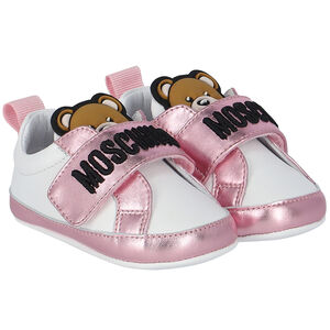 Pink & White Logo Pre Walker Shoes