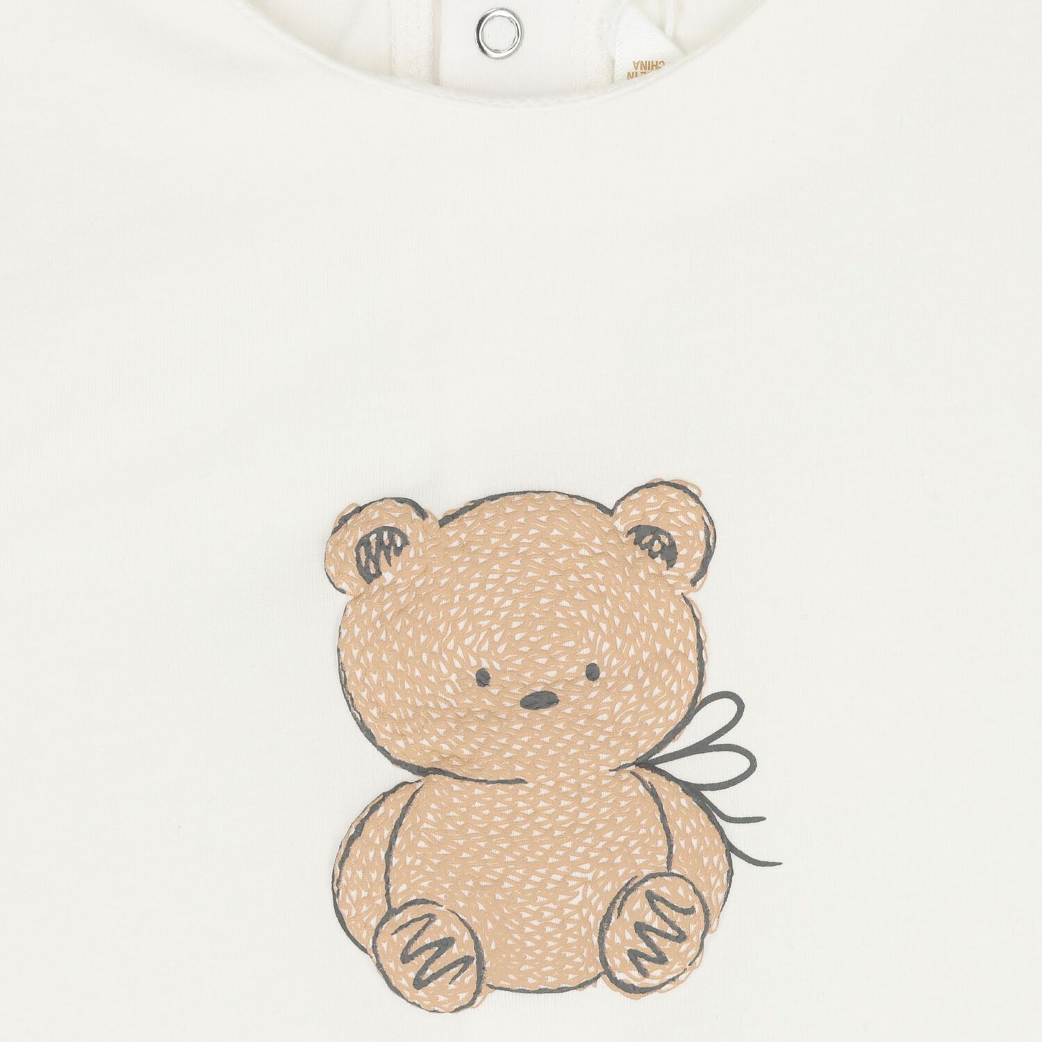 Baby Girls White & Beige Teddy Bear Skirt Set, 2, hi-res