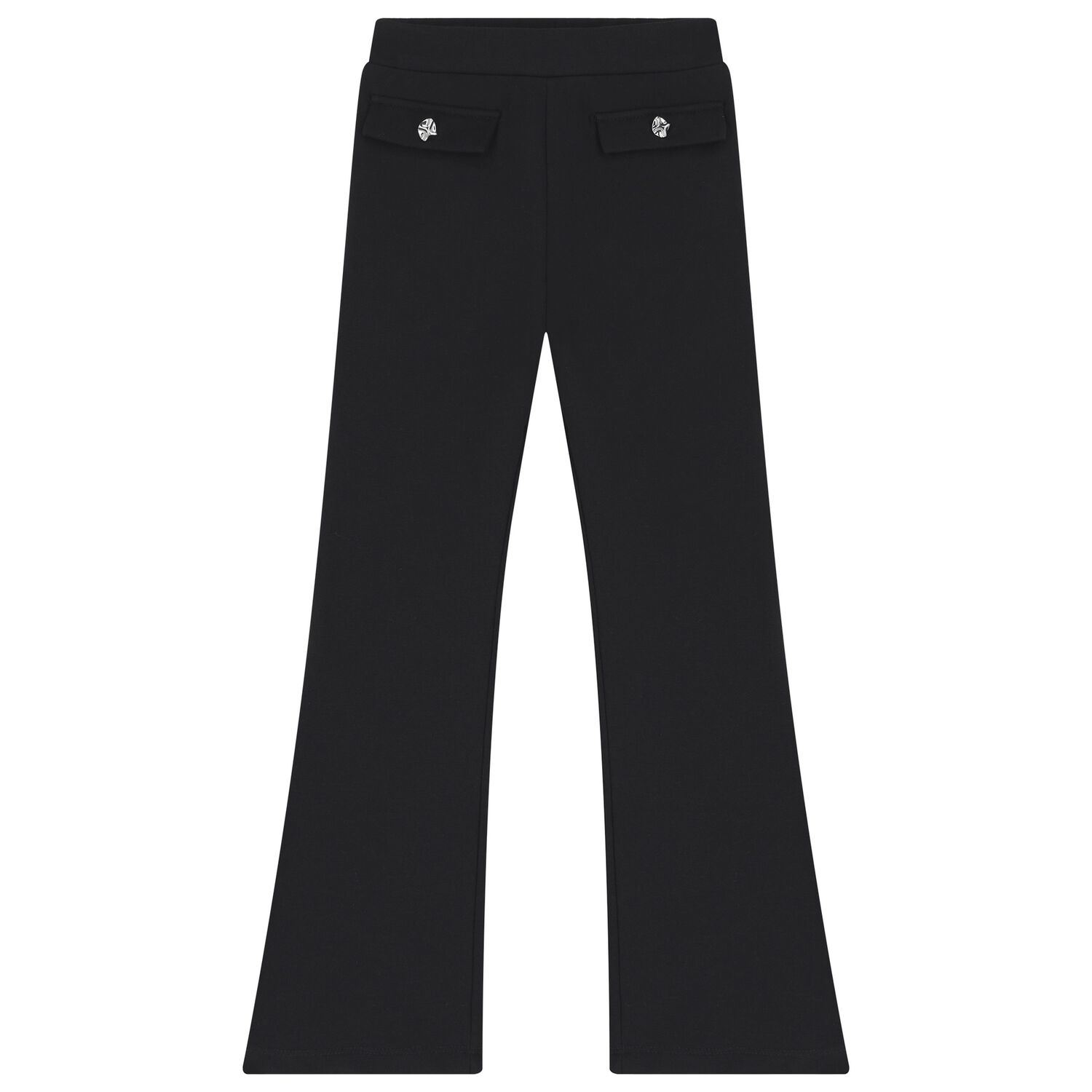 Girls Black Flared Leggings, 1, hi-res