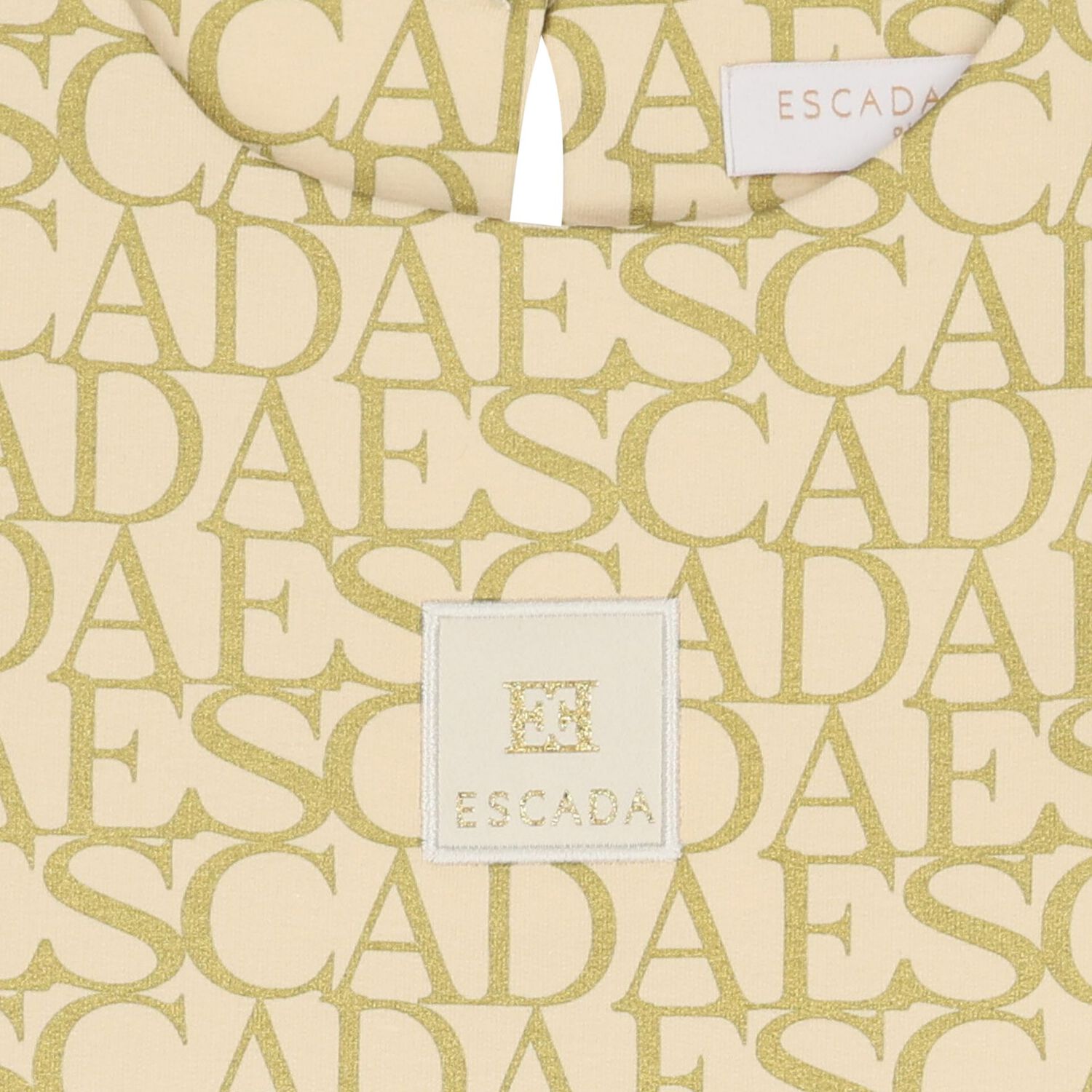 Girls Beige & Gold Logo Dress, 2, hi-res