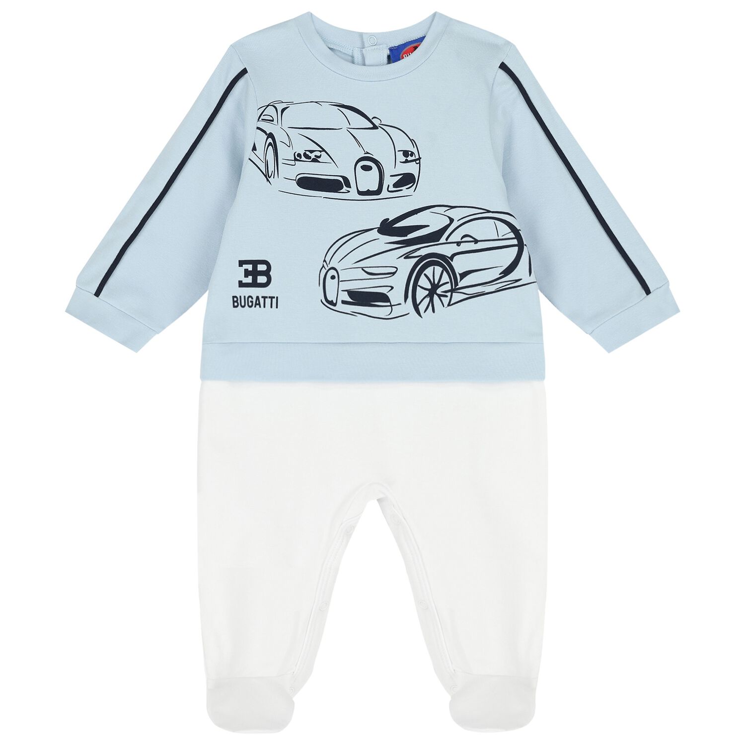 Baby Boys Blue & White Logo Babygrow, 1, hi-res image number null