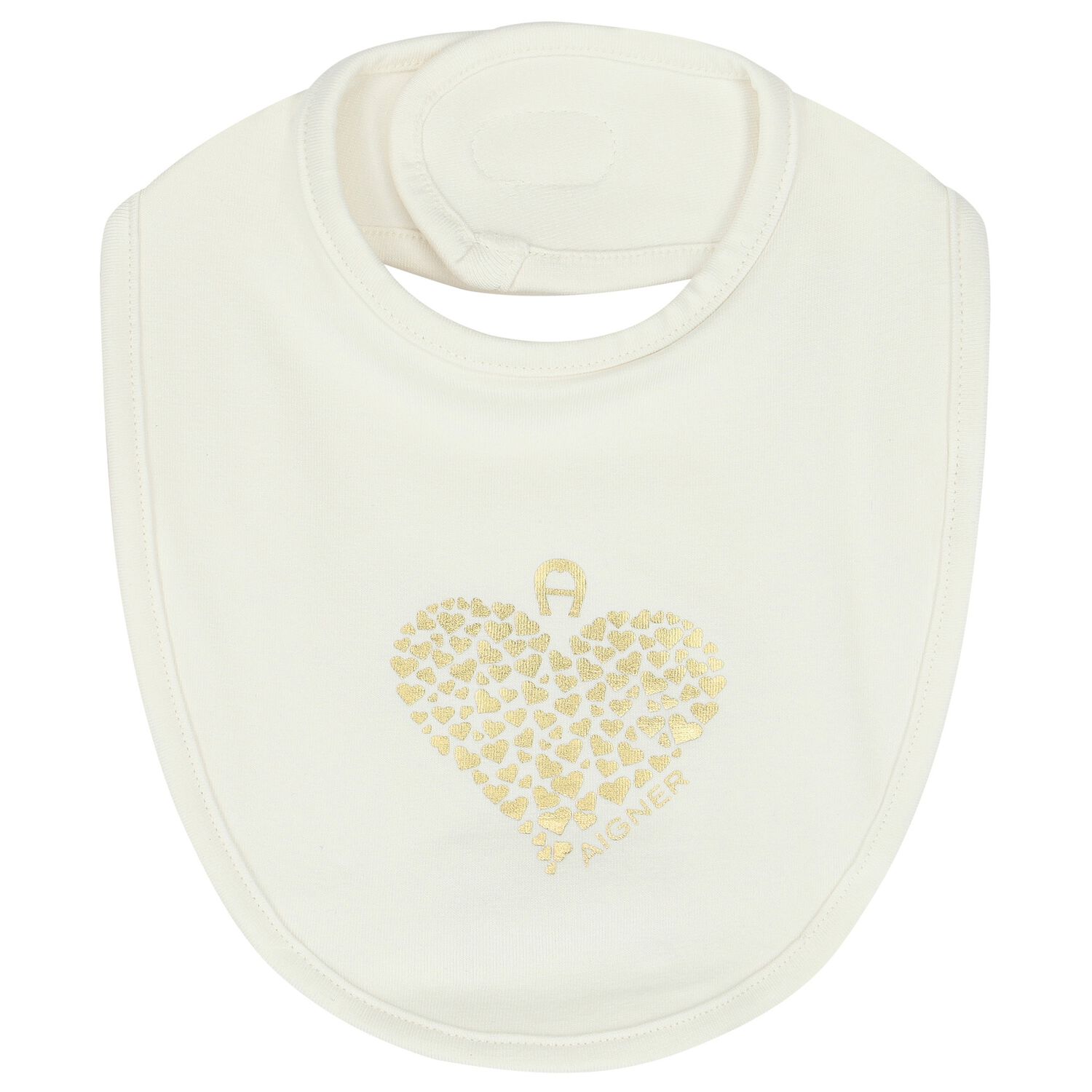 Baby Girls Ivory Heart Logo Bib, 1, hi-res