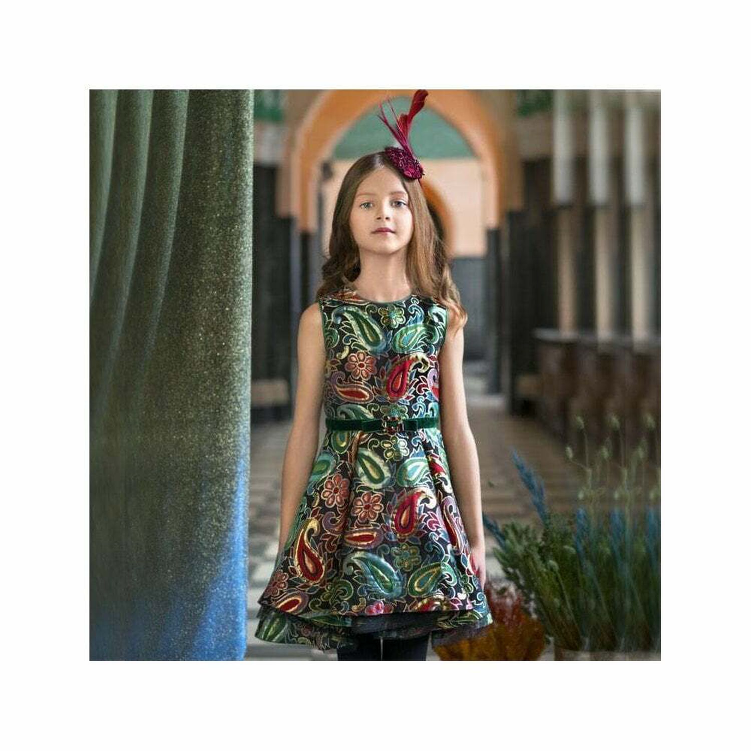 Girls Special Occasion Jacquard Dress, 1, hi-res