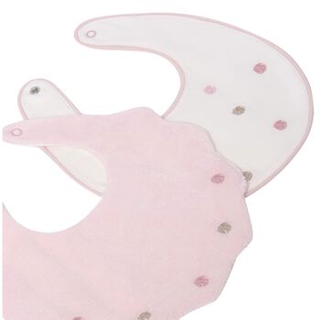 Baby Girls Ivory & Pink Bibs ( 2-Pack ) 
