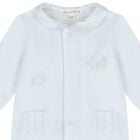 Baby Boys Blue Striped Collar Babygrow, 4, hi-res