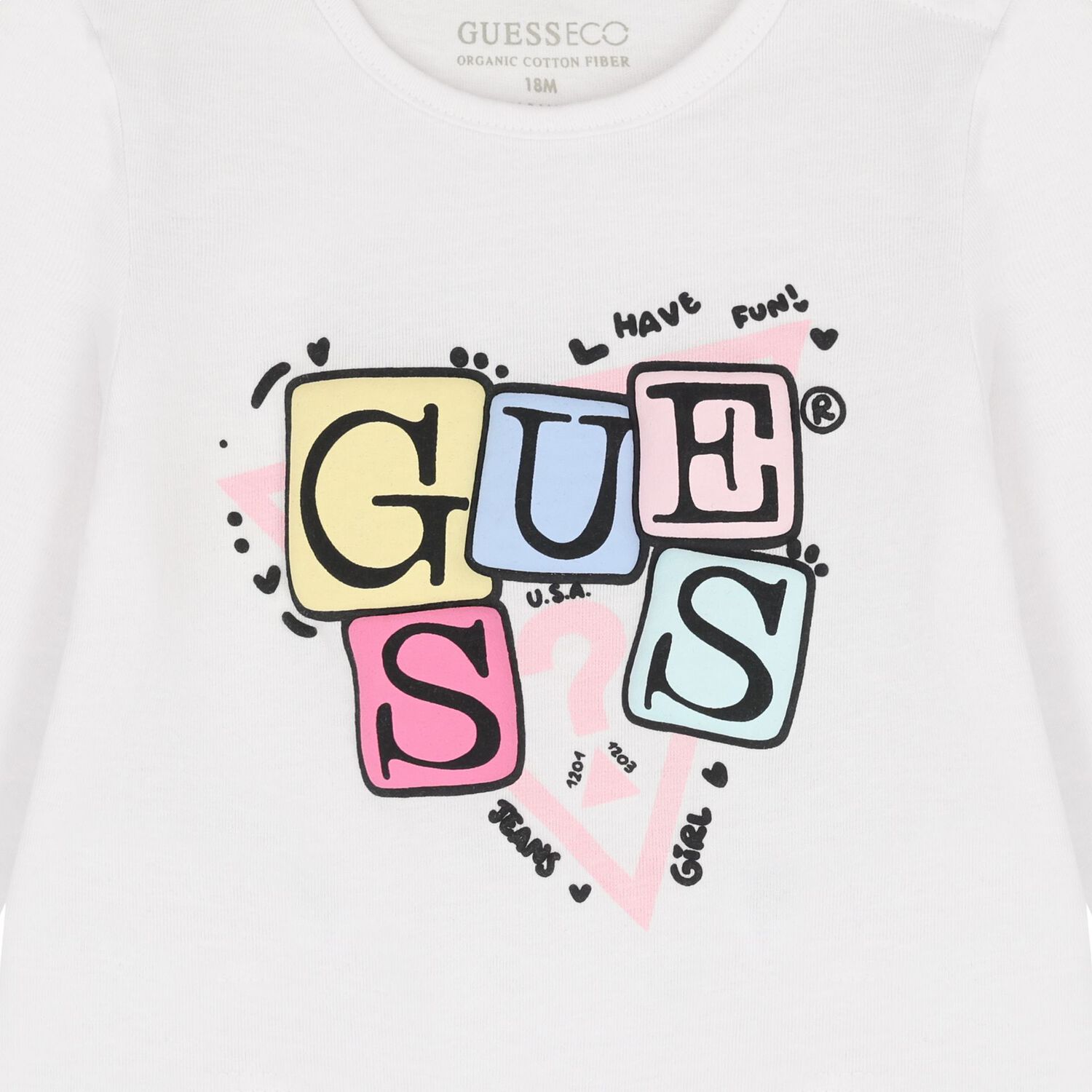Baby Girls White Logo Long Sleeve Top, 1, hi-res image number null